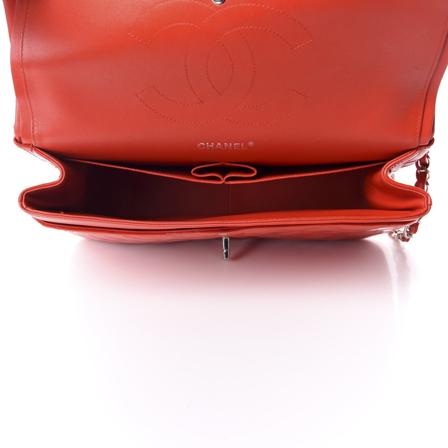 Patent Quilted Jumbo Double Flap Red