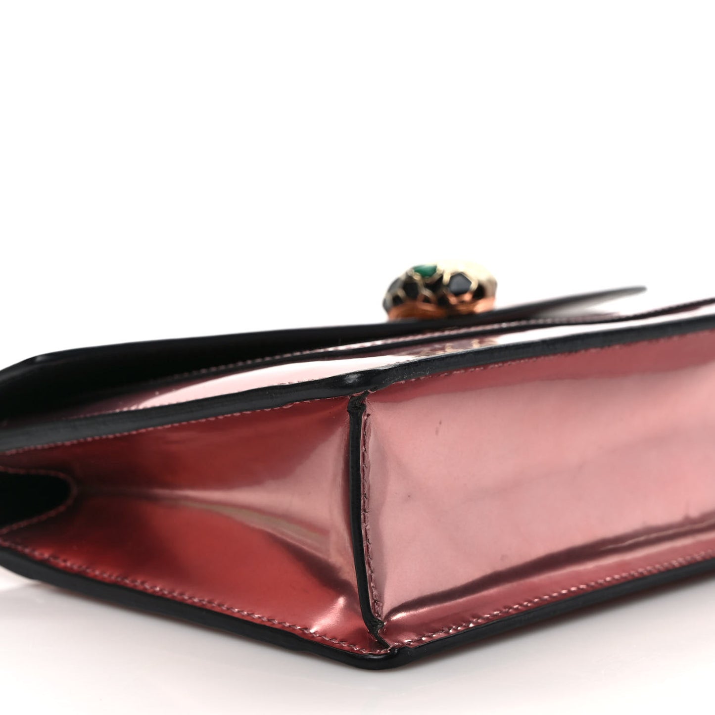 Metallic Serpenti Forever Chain Wallet Rose Quartz