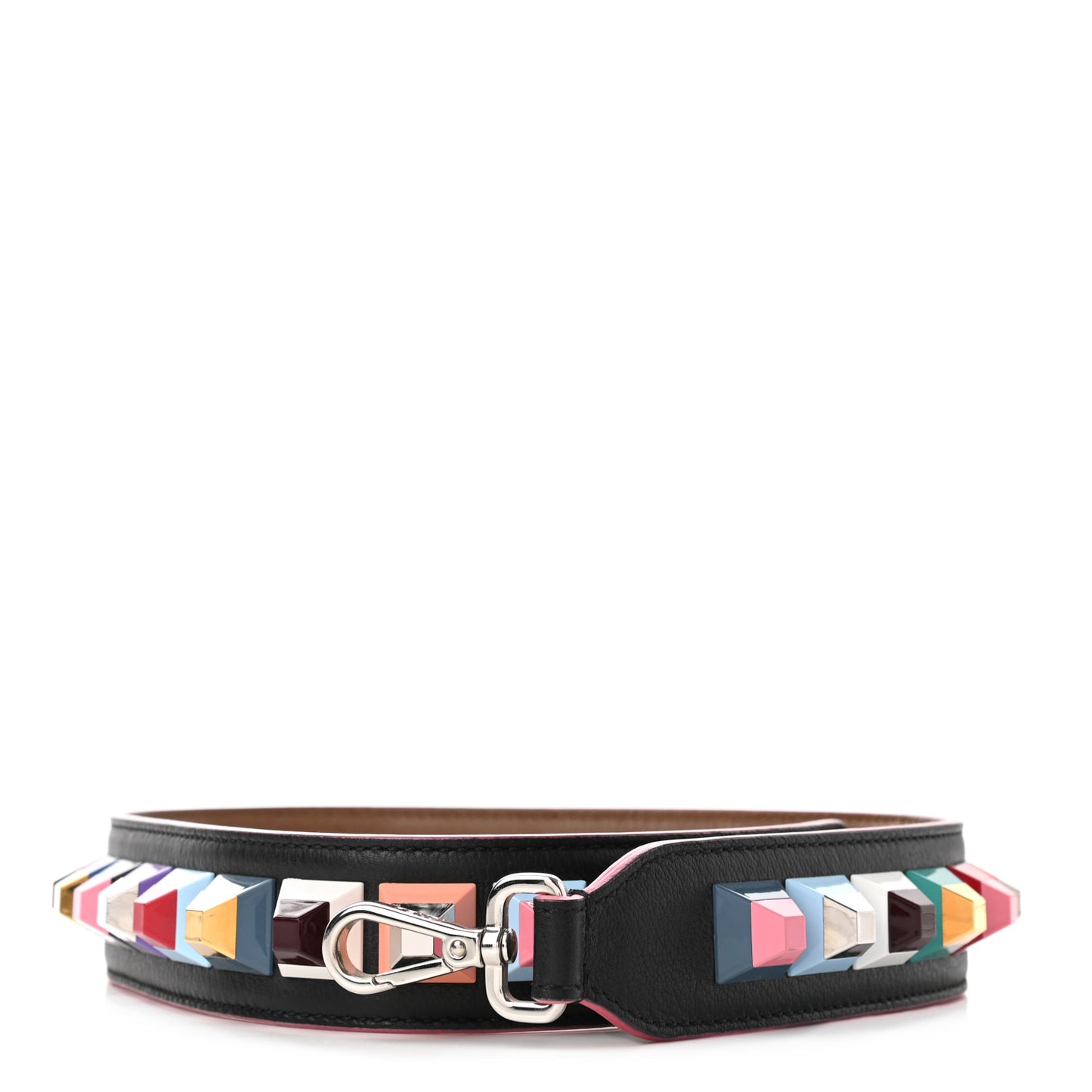 Vitello Dolce Plexiglass Bi-Color Studded Strap You Black Brownie Multicolor
