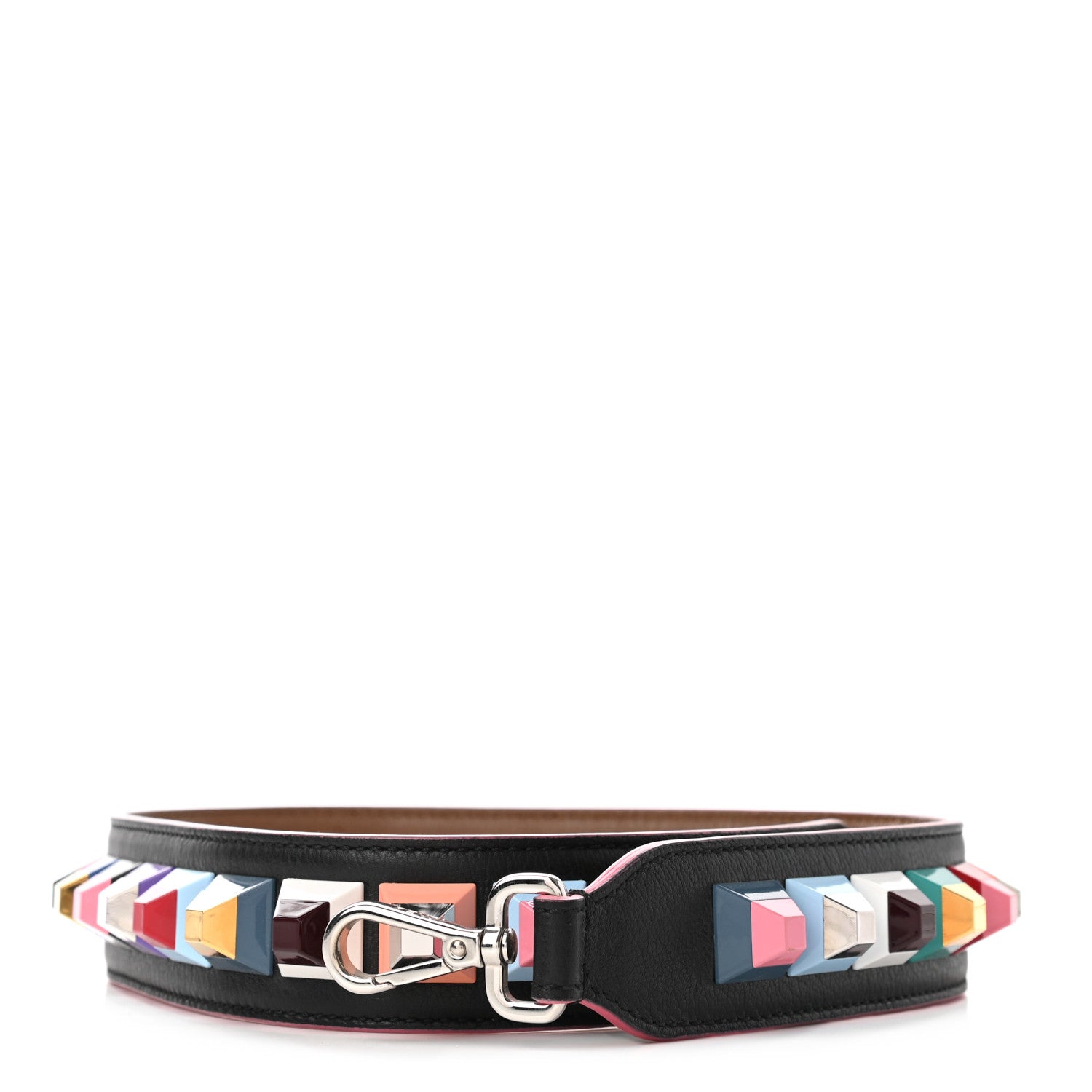 Fendi Vitello Dolce Plexiglass Bi-Color Studded Strap You Black Brownie Multicolor 2 of 4