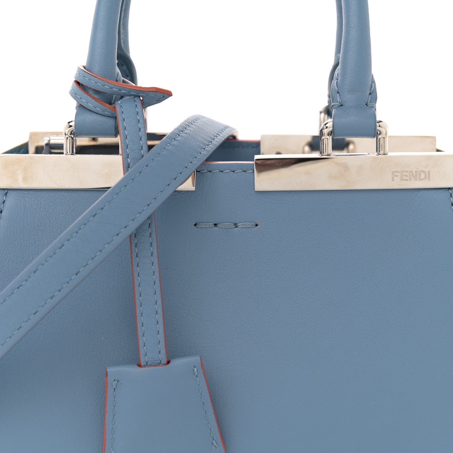 Fendi Vitello Dolce Mini 3jours Tote Blue 8 of 10