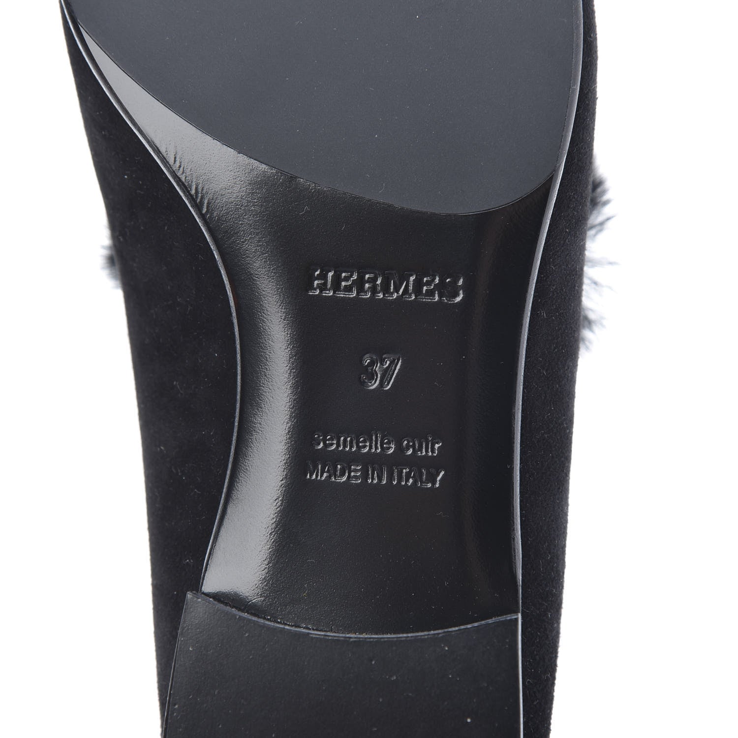 Hermes Mink Fur Suede Goatskin Paris Loafers 37 Black 6 of 8