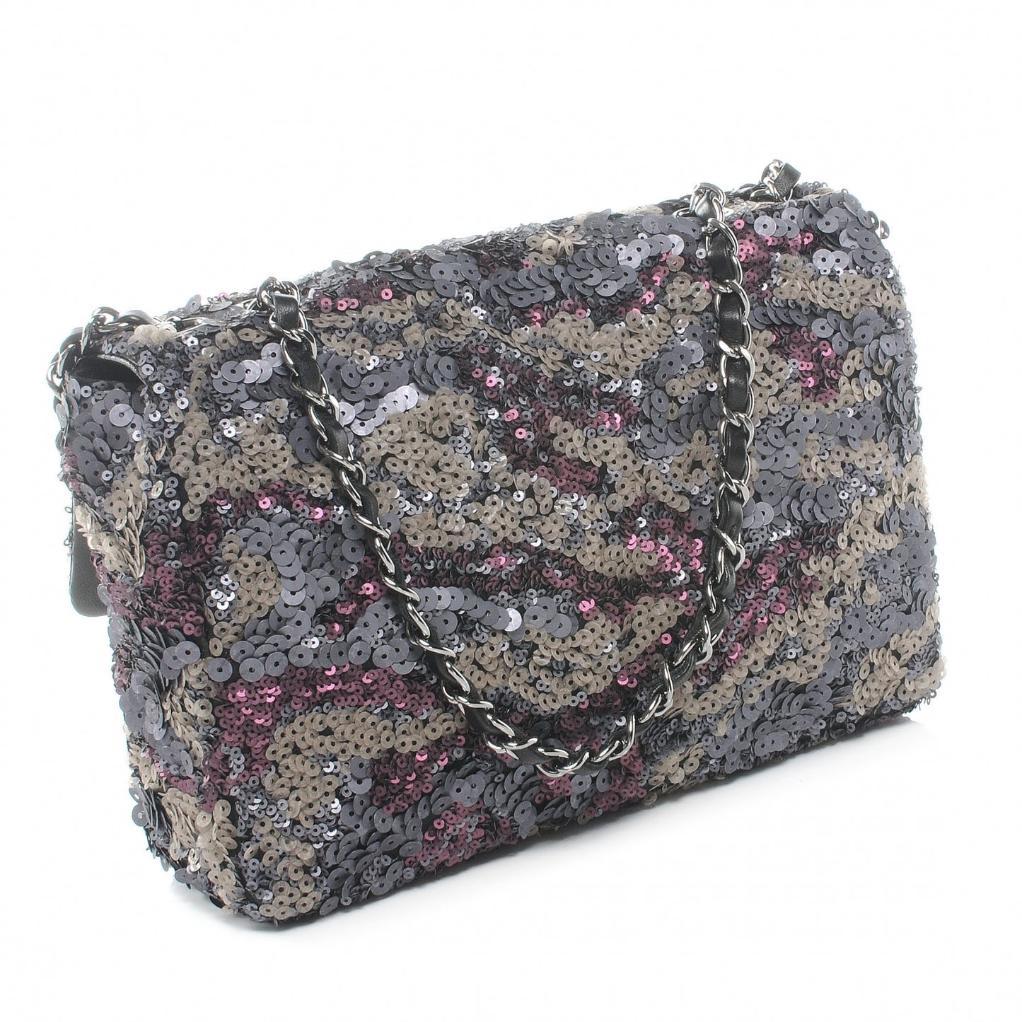 Sequin Medium Single Flap Anthracite Taupe Bordeaux