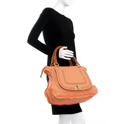 Chloe Calfskin Large Marcie Lock Satchel Peach Pink 2 of 7