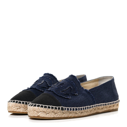 Chanel Linen CC Espadrilles 40 Blue Black 3 of 11