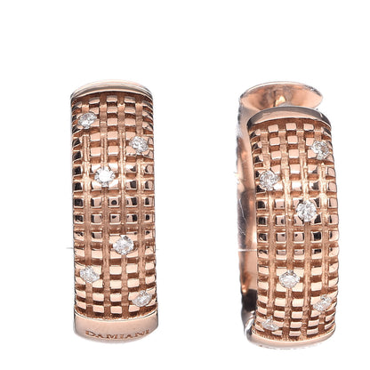 Damiani 18K Rose Gold Diamond Metropolitan Hoop Earrings 1 of 7