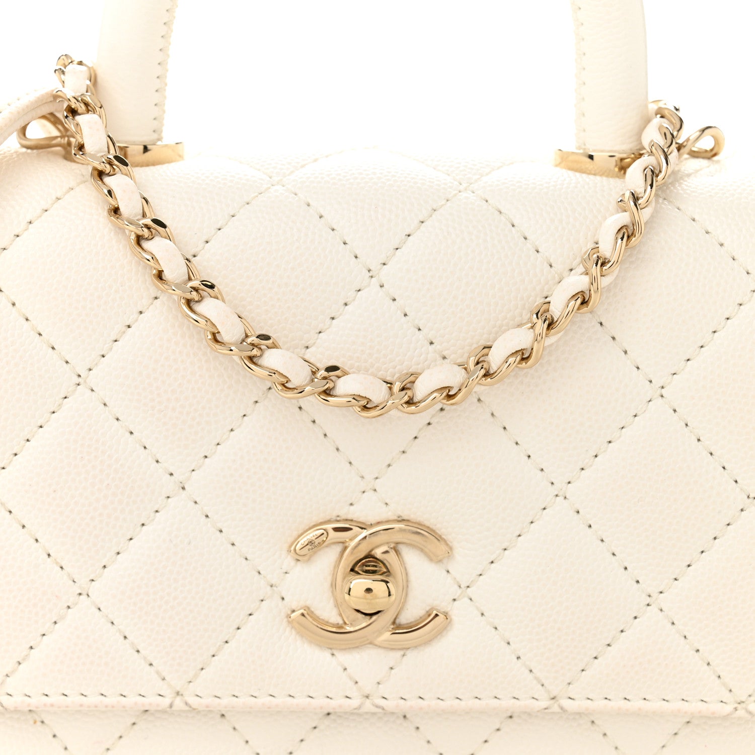 Chanel Caviar Quilted Extra Mini Coco Handle Flap White 8 of 12