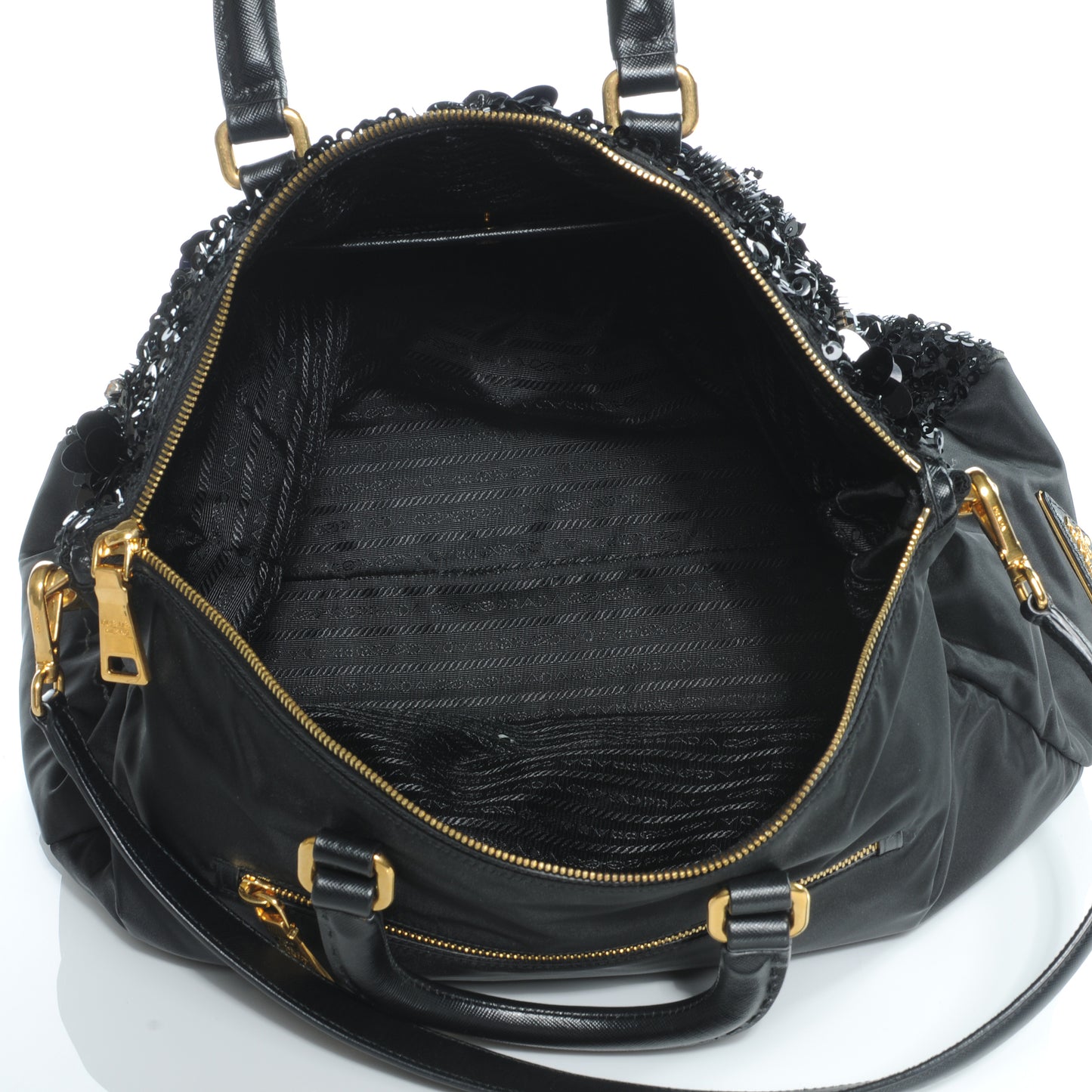 Nylon Sequin Tote Black