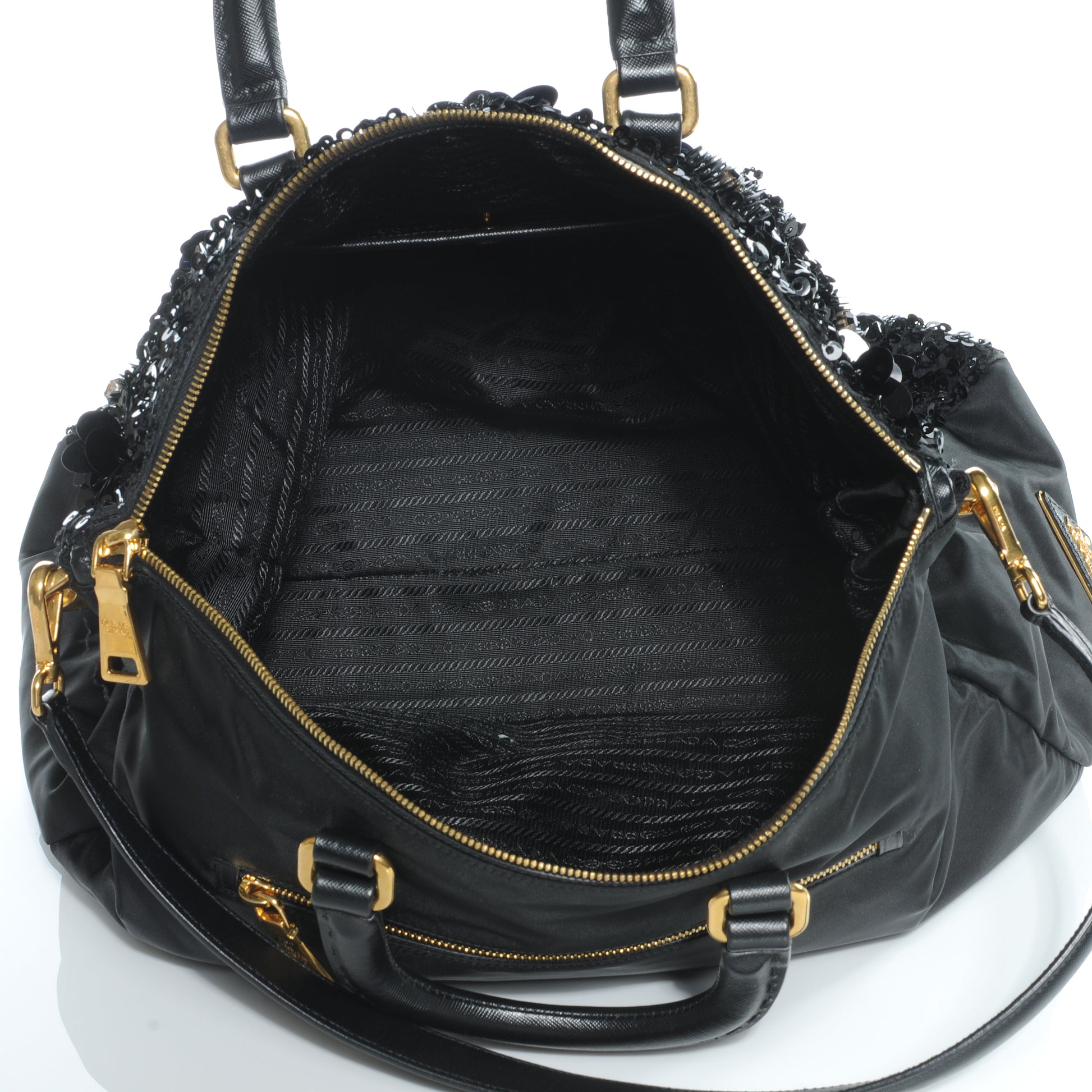 Prada Nylon Sequin Tote Black 10 of 10