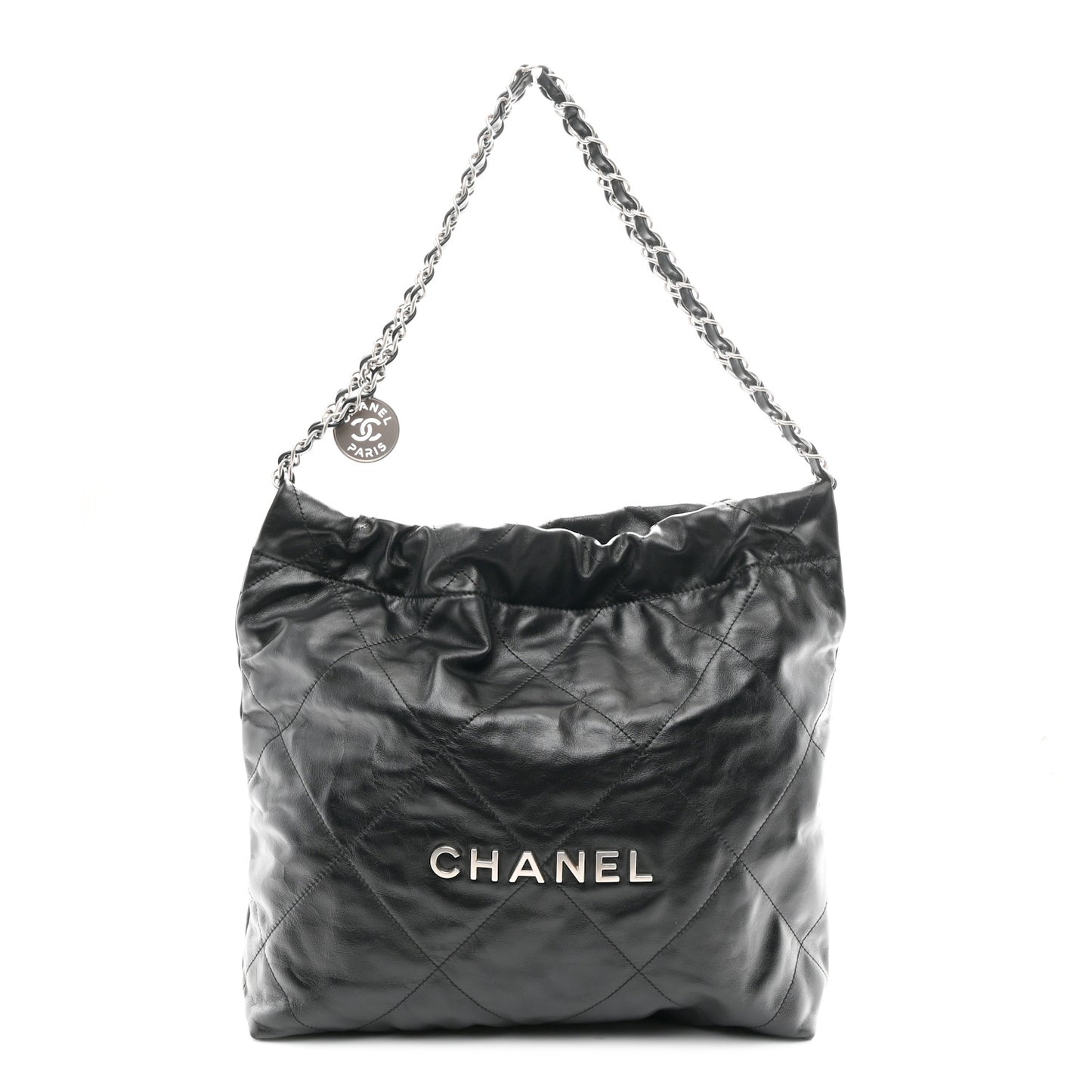 Shiny Calfskin Quilted Small Chanel 22 Black