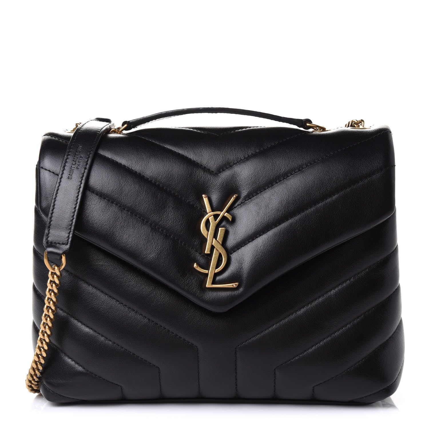 Saint Laurent Calfskin Y Quilted Monogram Small Loulou Chain Satchel Black 1 of 10
