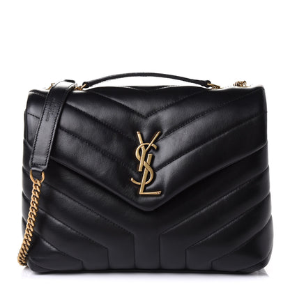 Saint Laurent Calfskin Y Quilted Monogram Small Loulou Chain Satchel Black 1 of 10