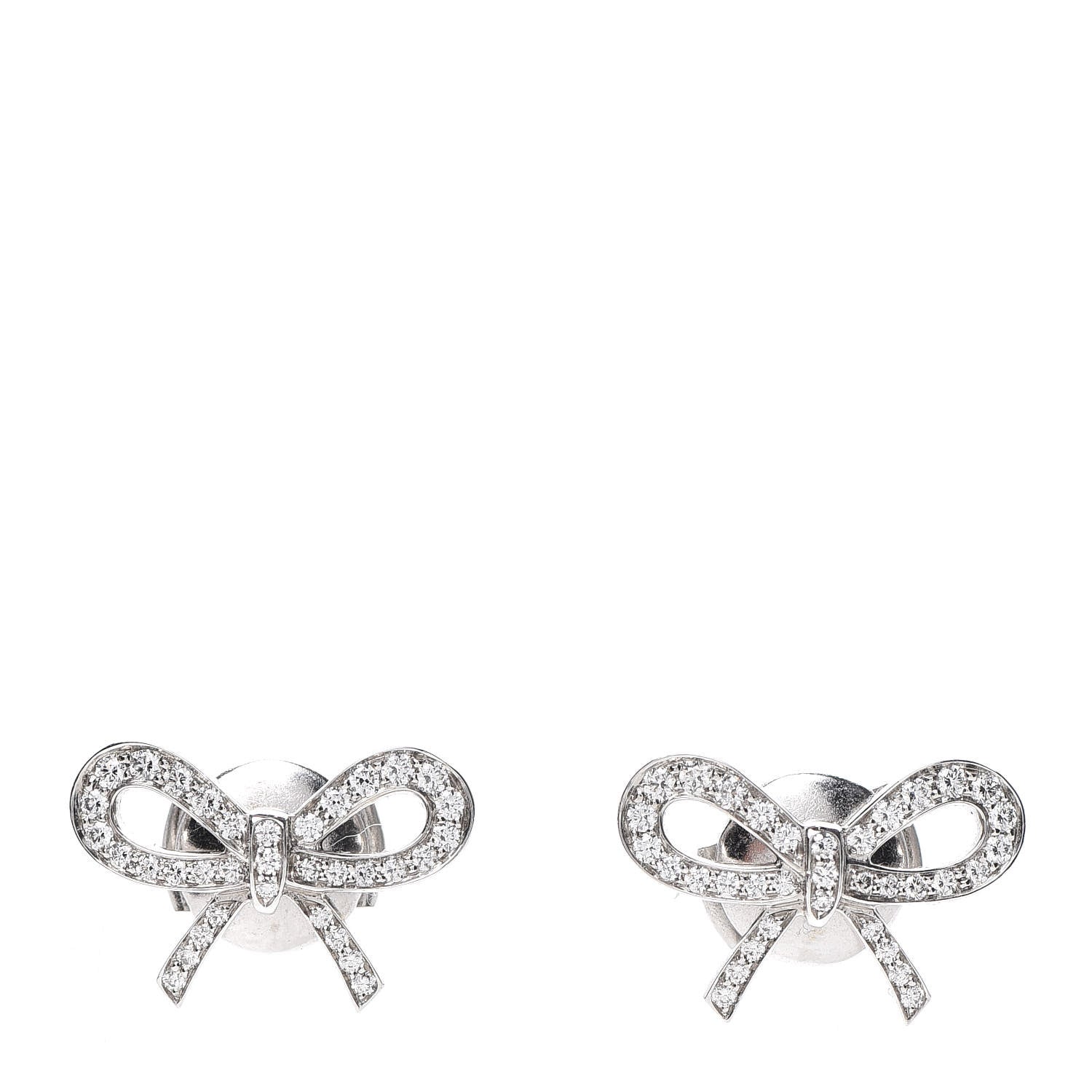 Tiffany Platinum Diamond Bow Earrings 1 of 4