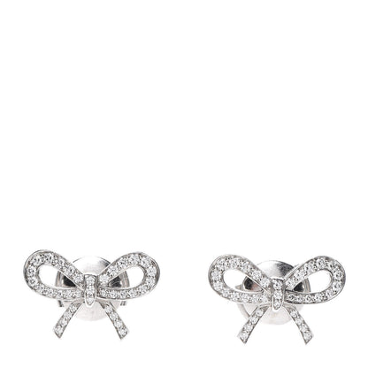 Tiffany Platinum Diamond Bow Earrings 1 of 4