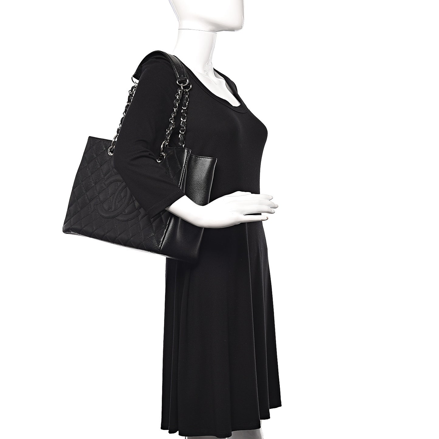 Caviar Quilted Grand Shopping Tote GST Black