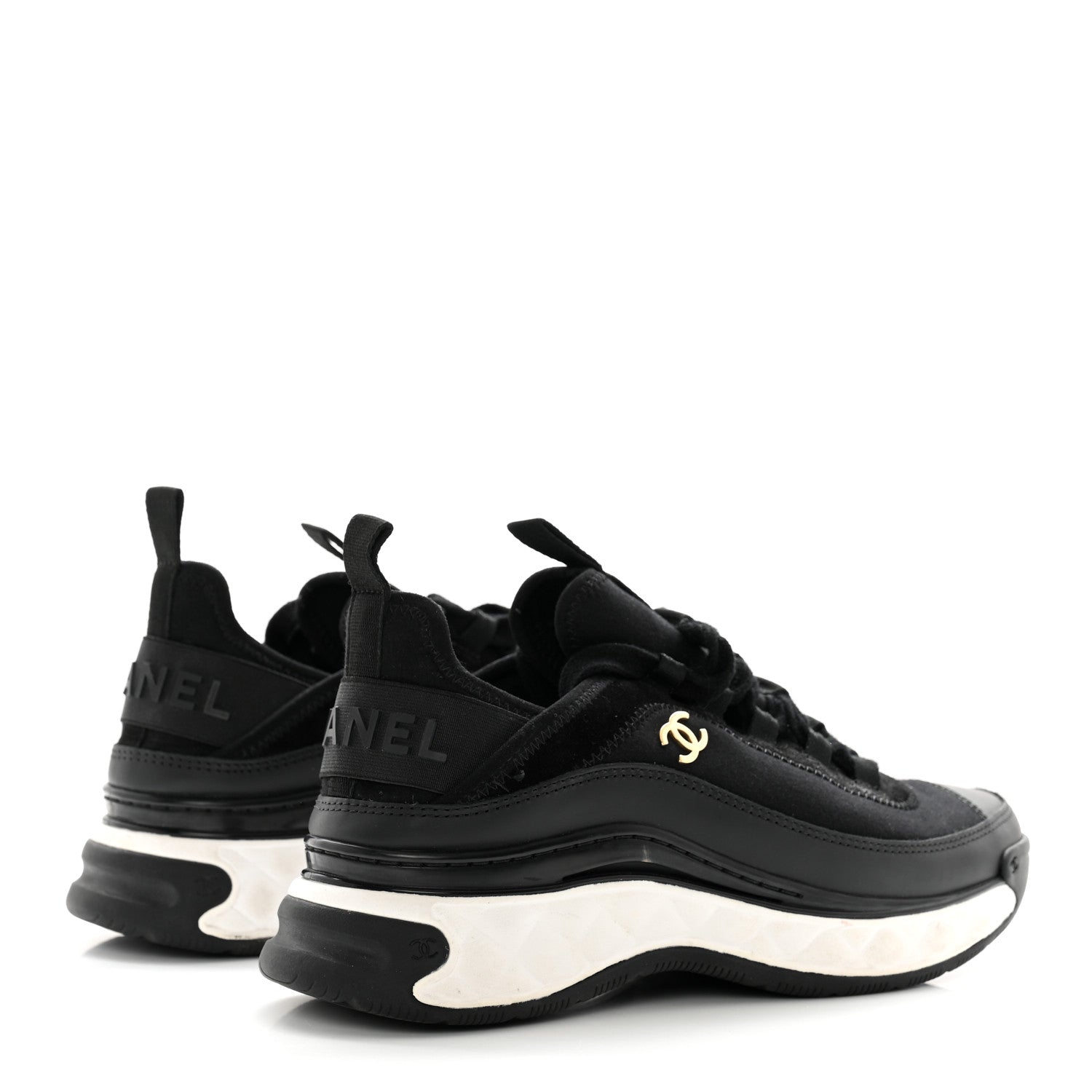 Chanel Velvet Calfskin Mixed Fibers CC Sneakers 37 Black 4 of 23