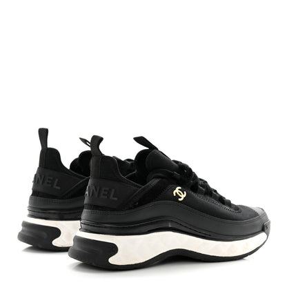 Chanel Velvet Calfskin Mixed Fibers CC Sneakers 37 Black 4 of 23