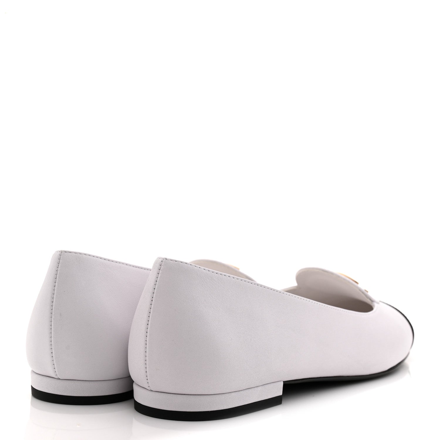 Chanel Calfskin Grosgrain Cap Toe CC Moccasin Loafers 39 White