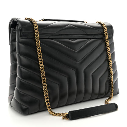 Saint Laurent Calfskin Y Quilted Monogram Medium Loulou Chain Satchel Black 3 of 13