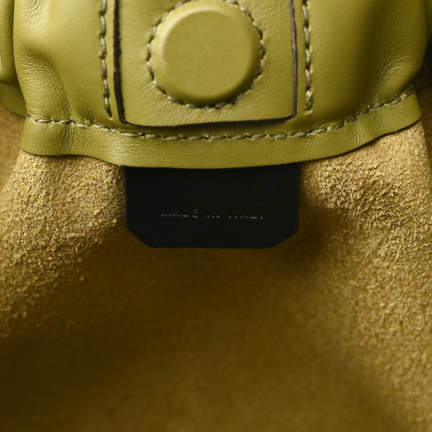 Calfskin Suede Large Ruched Tote Moss