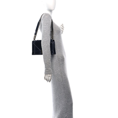 Christian Dior Crackled Deerskin Medium Diorama Flap Bag Navy 2 of 9