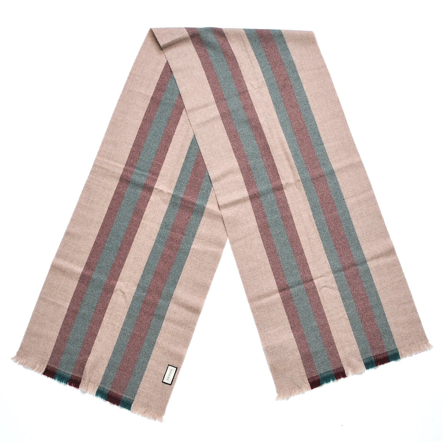 Wool Junweb Scarf Sand Bordeaux