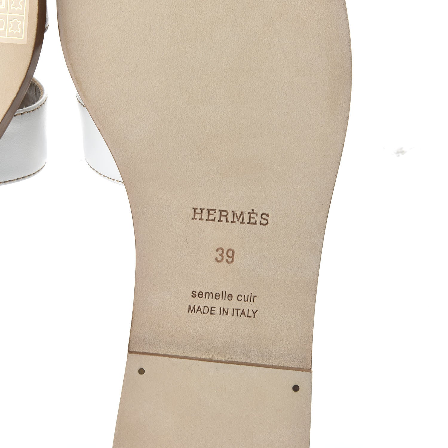 Hermes Box Calfskin Oran Sandals 39 White 6 of 9