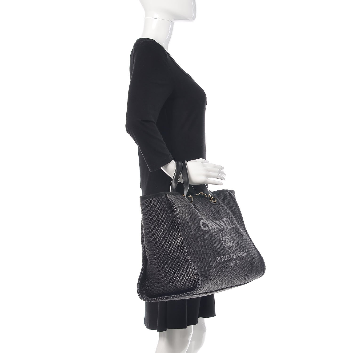 Chanel Woven Straw Raffia Large Deauville Tote Black 2 of 12