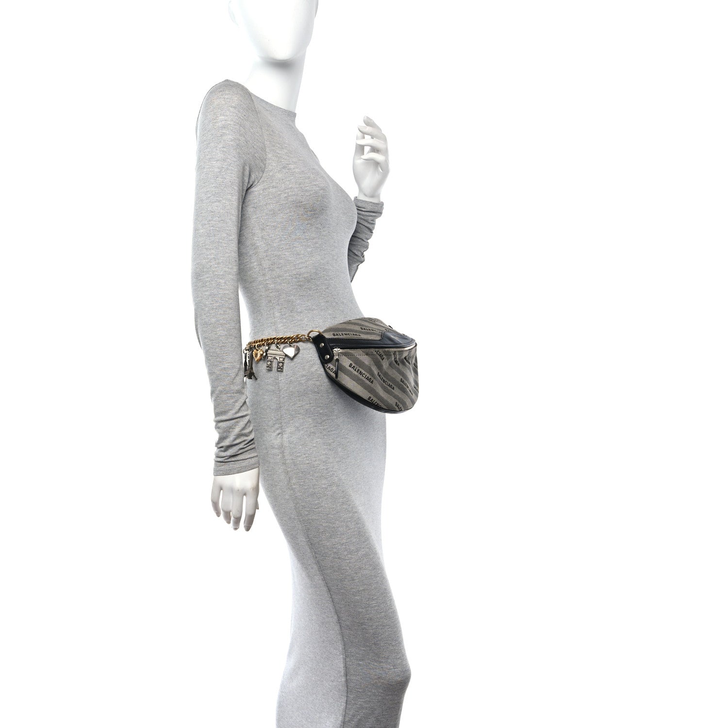 Balenciaga Canvas Jacquard Diagonal Allover Logo XS Souvenir Belt Bag Beige 2 of 9