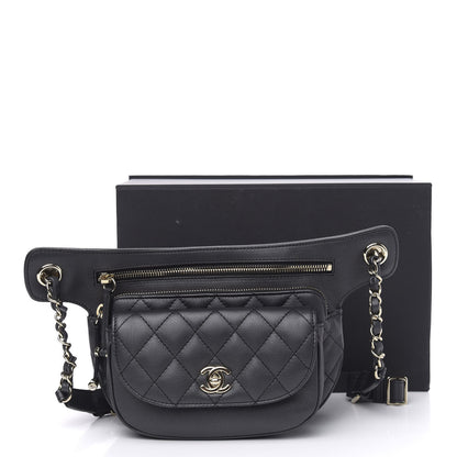 Chanel Calfskin Flap Chain Waist Bag Black 11 of 11