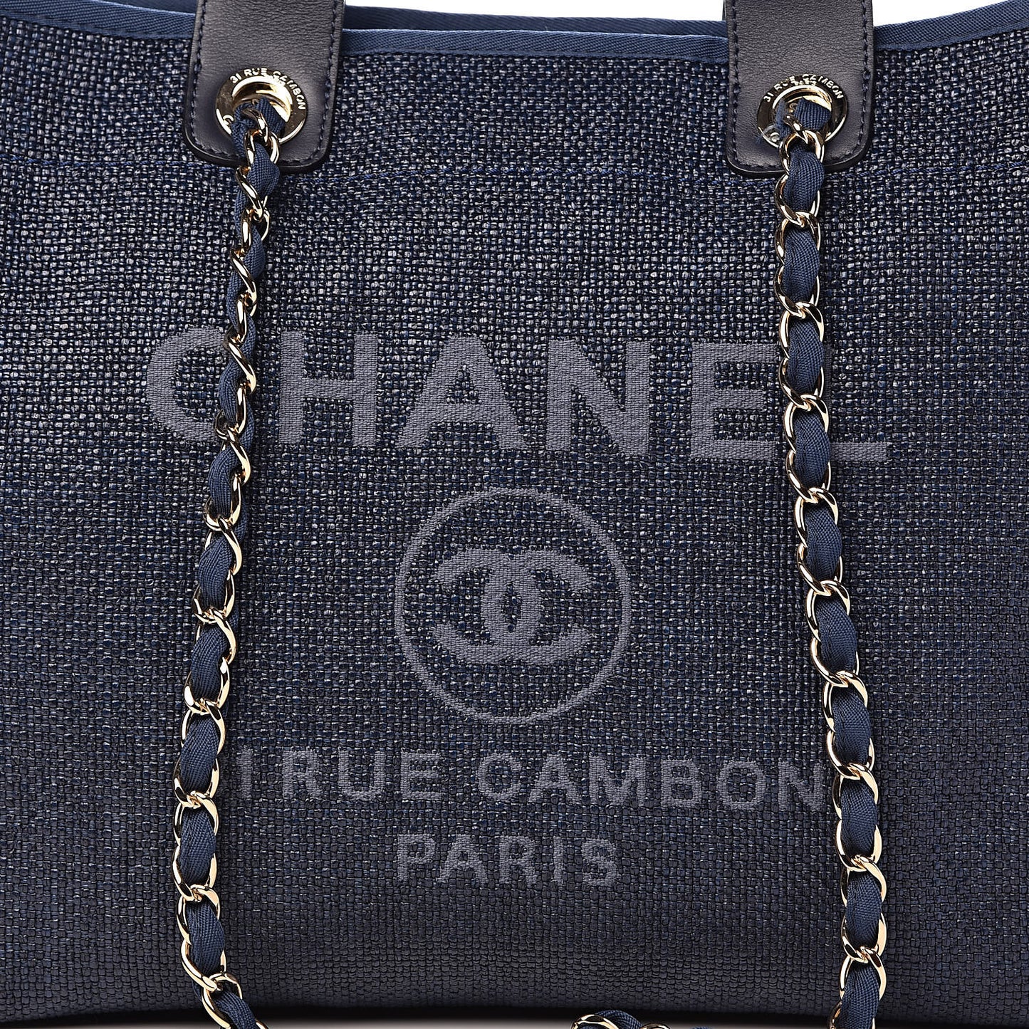 Woven Straw Raffia Large Deauville Tote Dark Blue