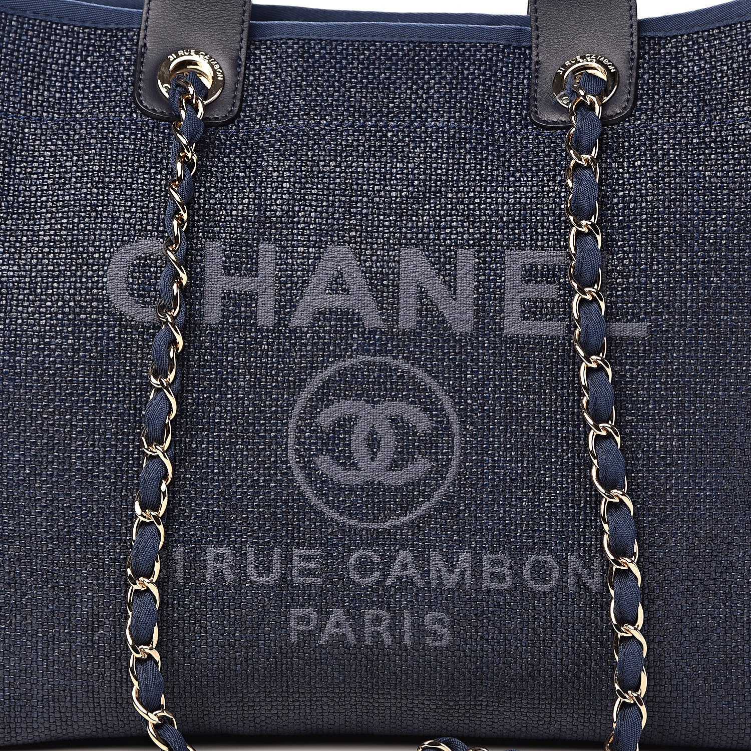 Chanel Woven Straw Raffia Large Deauville Tote Dark Blue 10 of 11