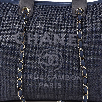 Chanel Woven Straw Raffia Large Deauville Tote Dark Blue 10 of 11