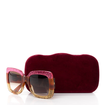 Gucci Square Frame GG0083S Sunglasses Glitter Pink Multi 8 of 8