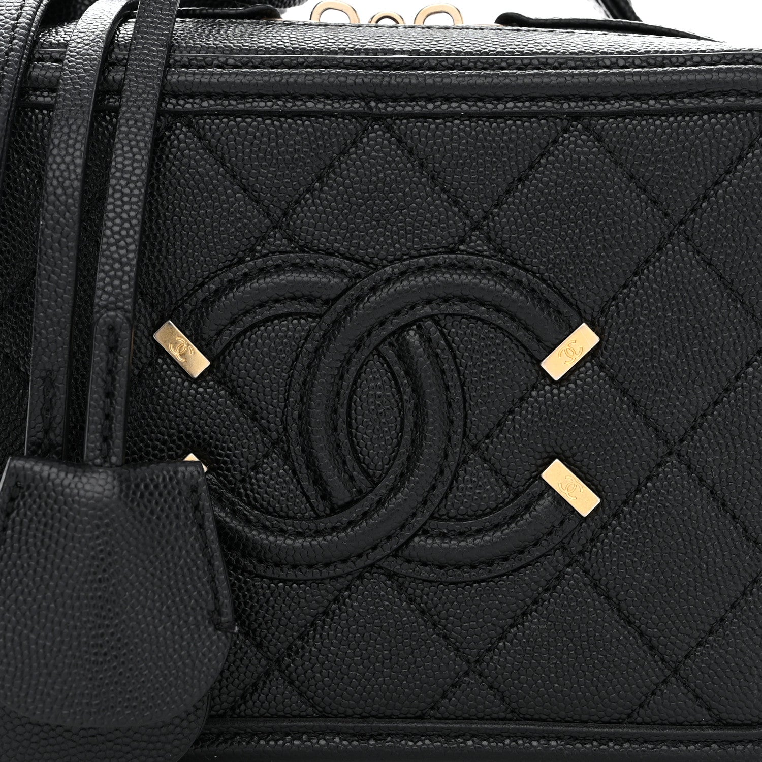 Chanel Caviar Quilted Small CC Filigree Vanity Case Black 8 of 11