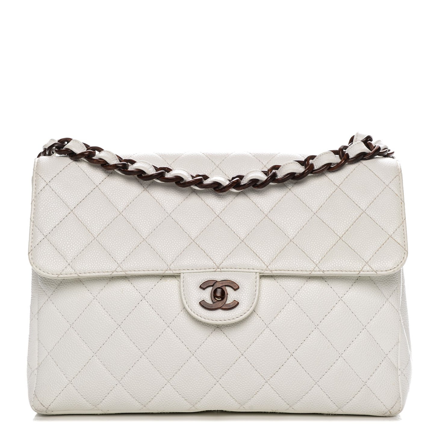Caviar Quilted Bekko Jumbo Single Flap White