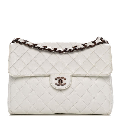 Chanel Caviar Quilted Bekko Jumbo Single Flap White 1 of 10