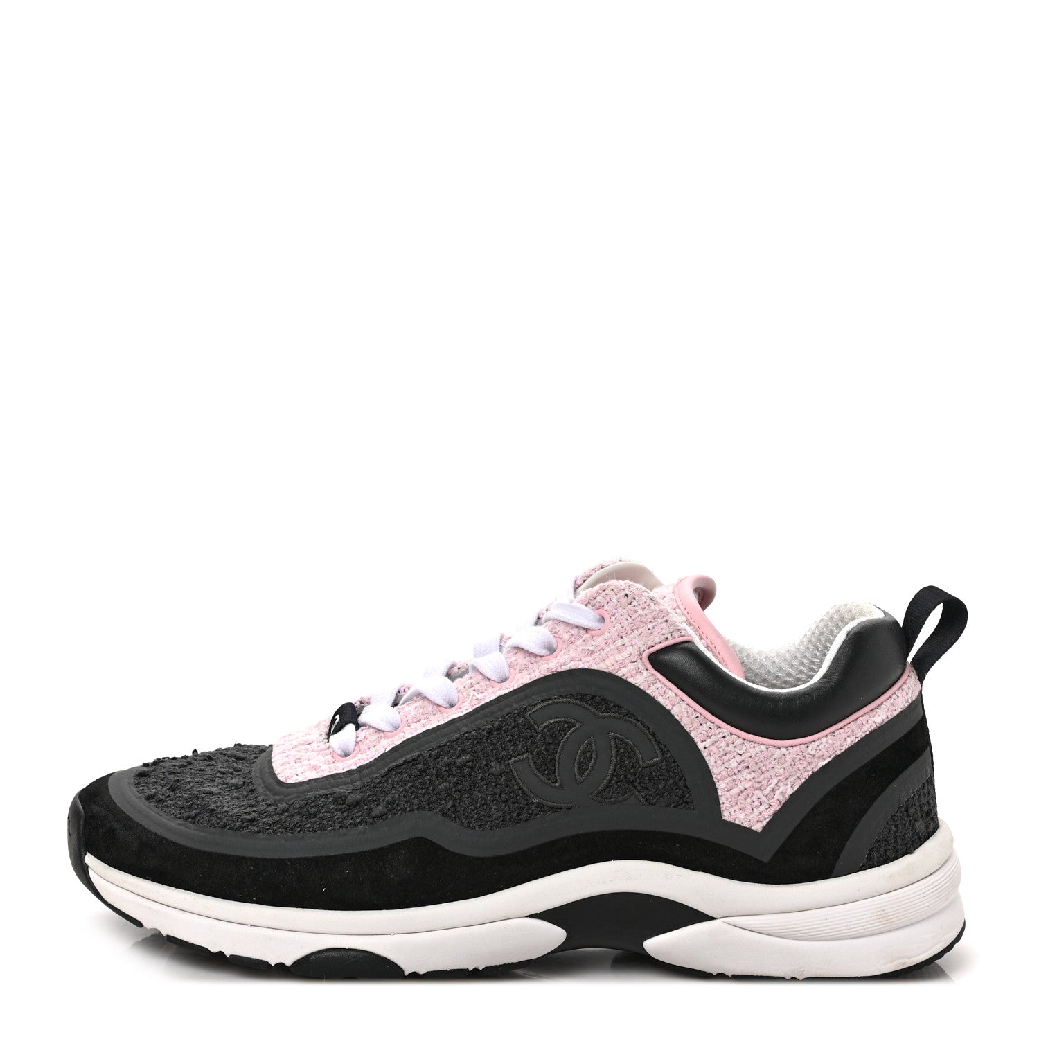 Chanel Suede Tweed CC Sneakers 40.5 Grey Pink 1 of 9
