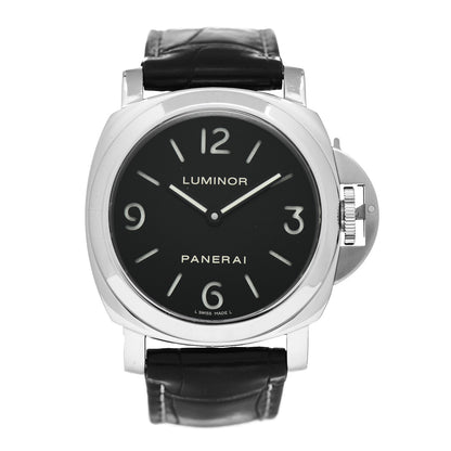 Panerai Stainless Steel Alligator 44mm Luminor Base Manual Winding Watch Black PAM00112 1 of 4