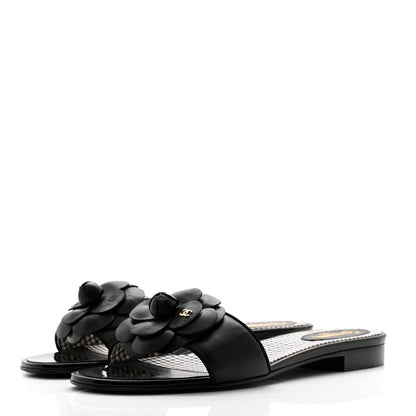 Chanel Patent Quilted Camellia Sandal 40 Black 3 of 10