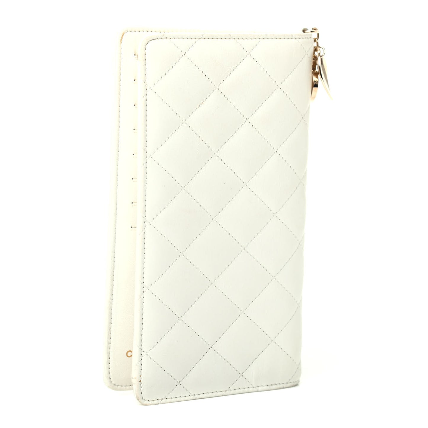 Lambskin Quilted Valentine Wallet White