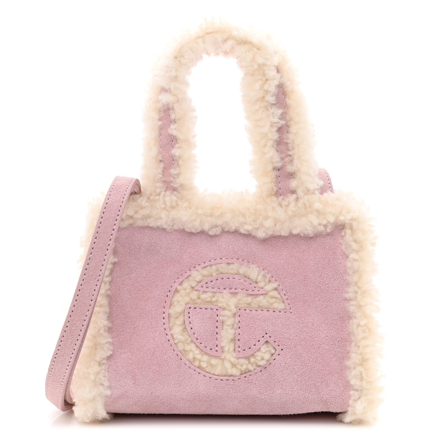 X UGG Suede Shearling Small Shopping Bag Pink