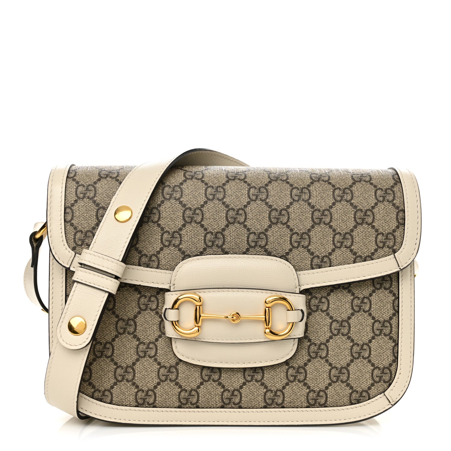 Gucci GG Supreme Monogram Horsebit 1955 Shoulder Bag Beige Mystic White 1 of 13