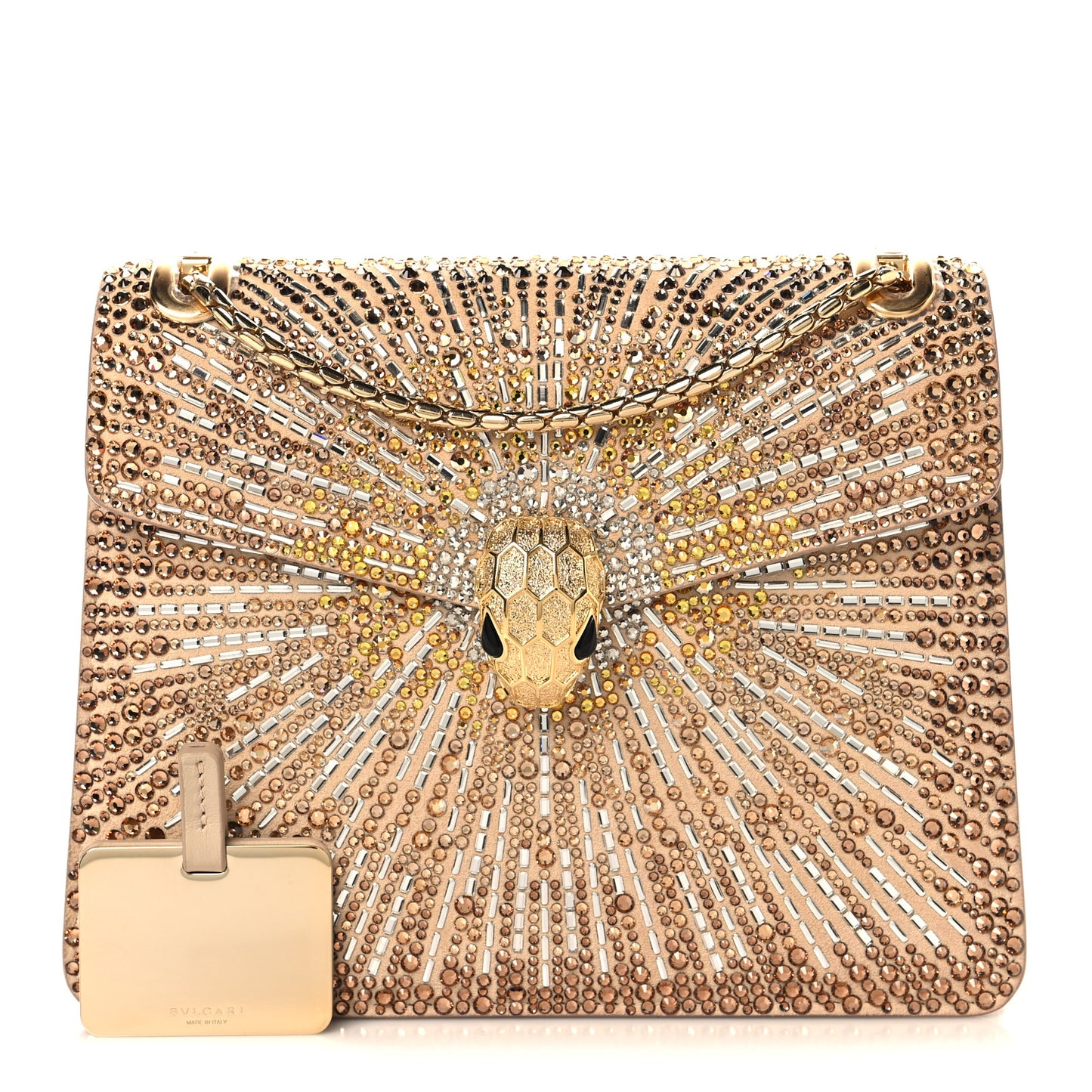 Suede Crystal Embellished Serpenti Forever Small Day-to-Night Crossbody Bag Gold Multicolor