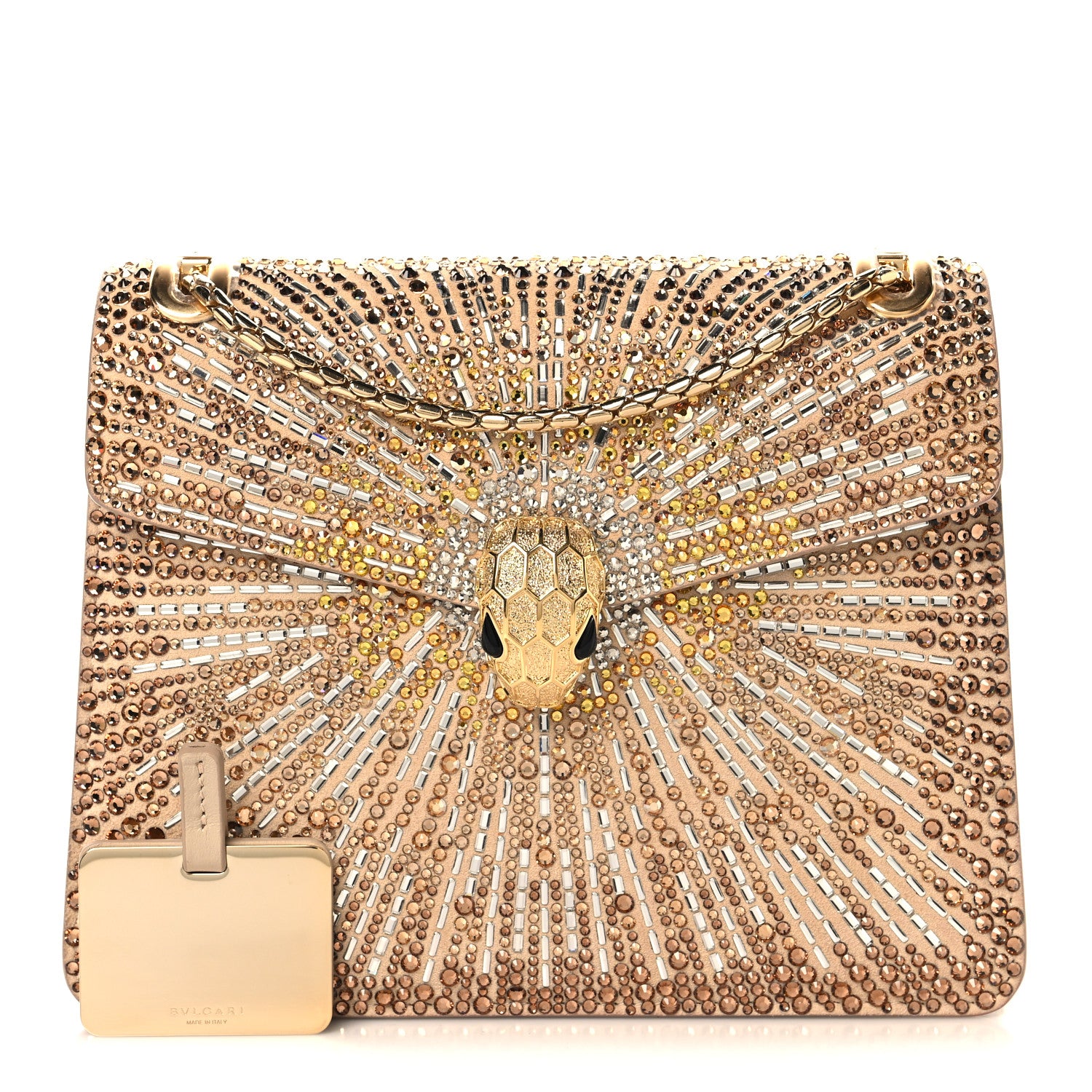 Bulgari Suede Crystal Embellished Serpenti Forever Small Day-to-Night Crossbody Bag Gold Multicolor 3 of 11