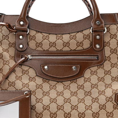 Balenciaga X GUCCI GG Monogram Azalea Calfskin Neo Classic Silver Hardware Medium City Beige Ebony Brown Sugar 8 of 10