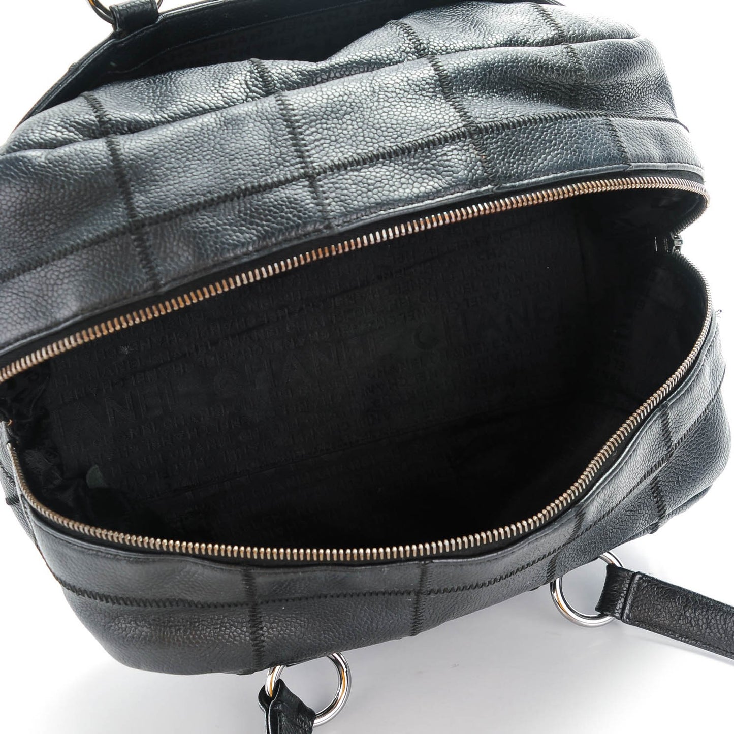 Caviar Square Stitched Shoulder Bag Black