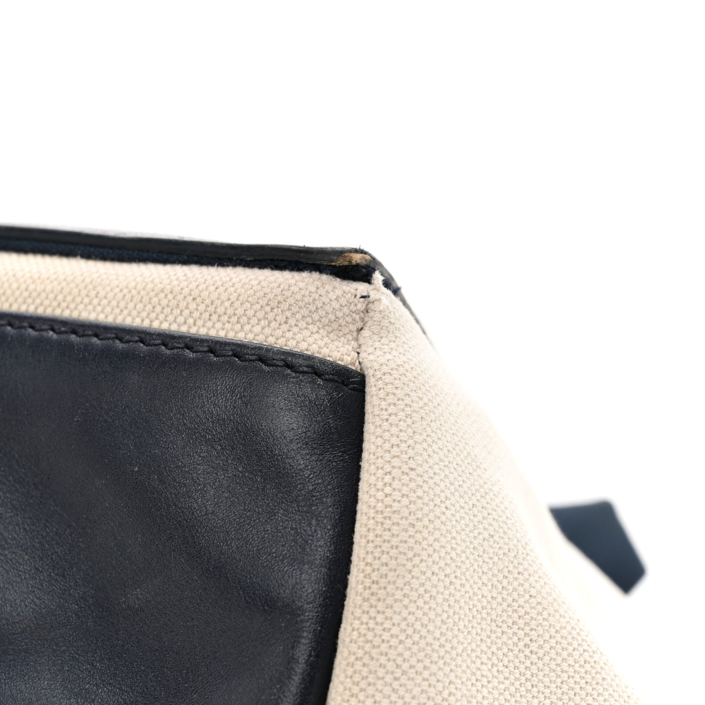 Cotton Canvas Satin Calfskin S Navy Cabas Natural Black