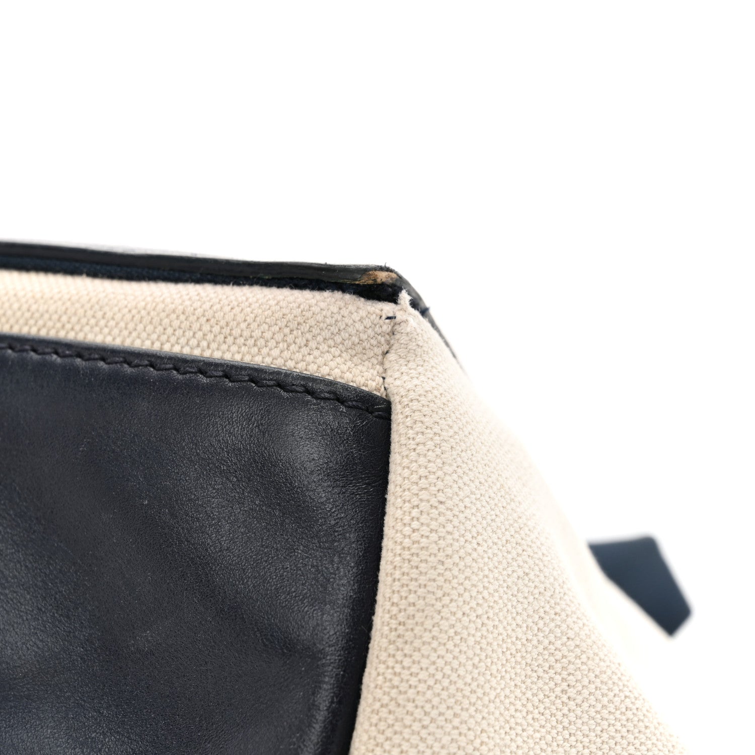 Balenciaga Cotton Canvas Satin Calfskin S Navy Cabas Natural Black 19 of 19