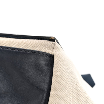 Balenciaga Cotton Canvas Satin Calfskin S Navy Cabas Natural Black 19 of 19